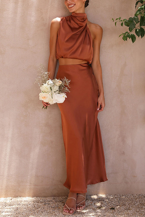 Rosia | Chic Satin Two-Piece Ensemble