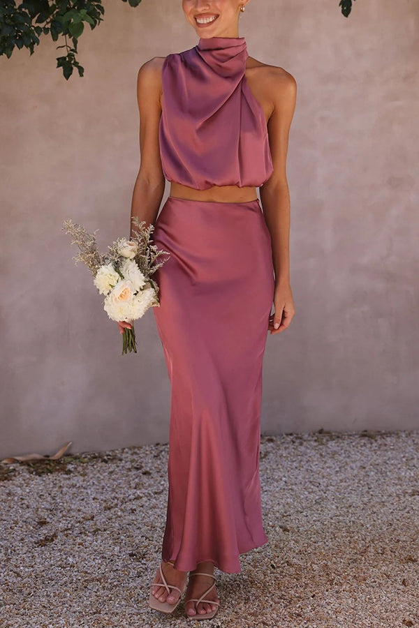 Rosia | Chic Satin Two-Piece Ensemble