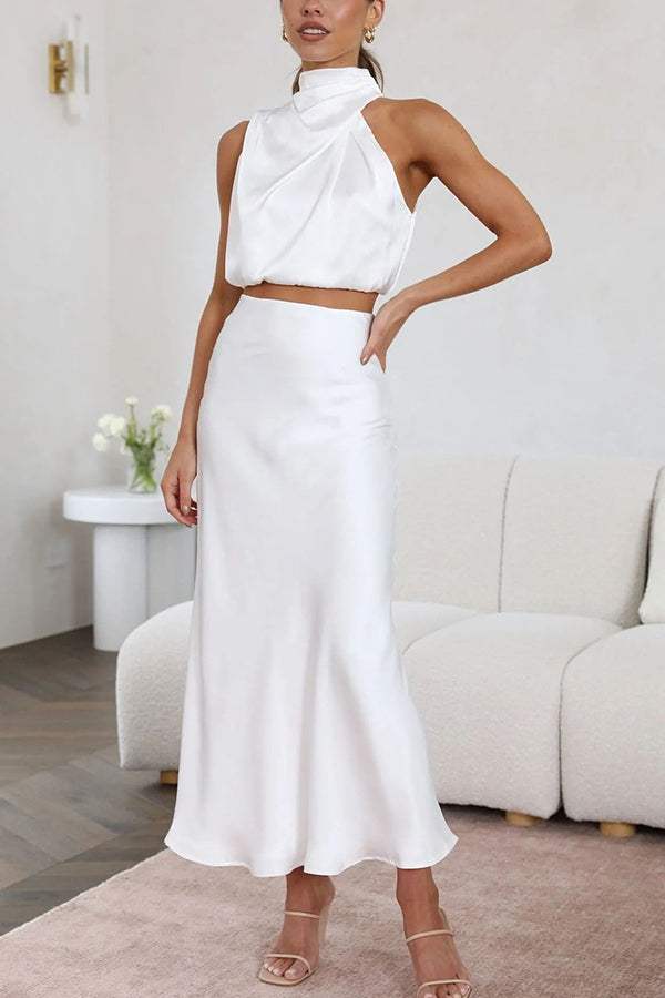 Rosia | Chic Satin Two-Piece Ensemble