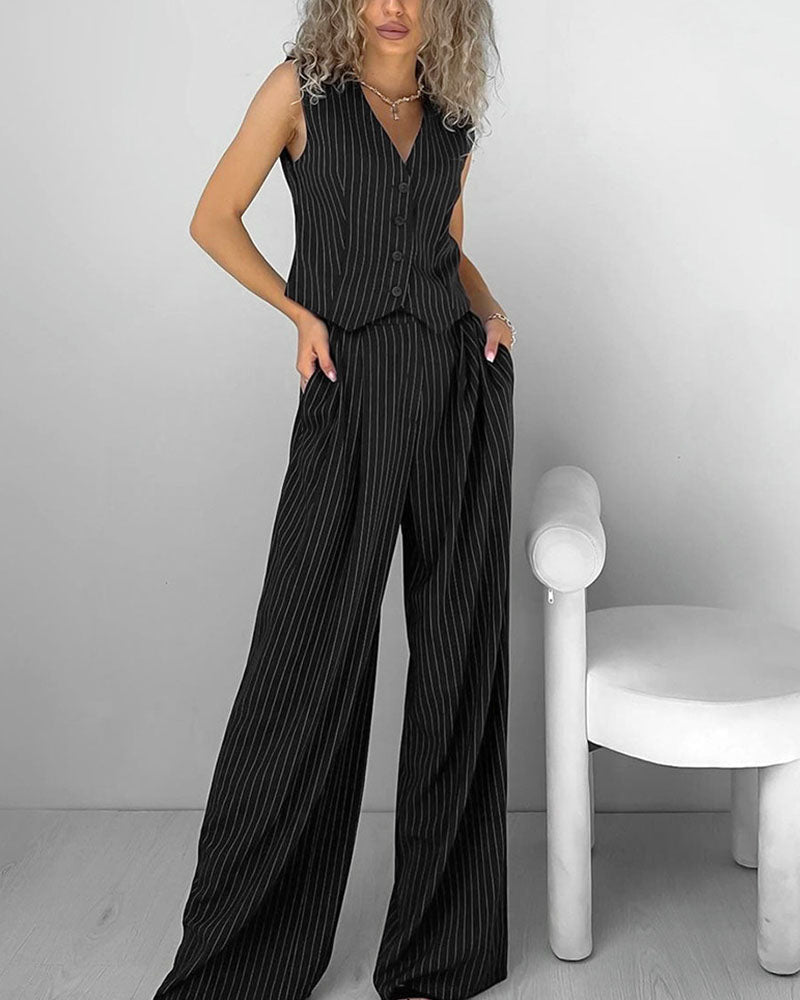 Alexa | Pinstripe Gilet and Trousers Set for Women – Chic & Comfort