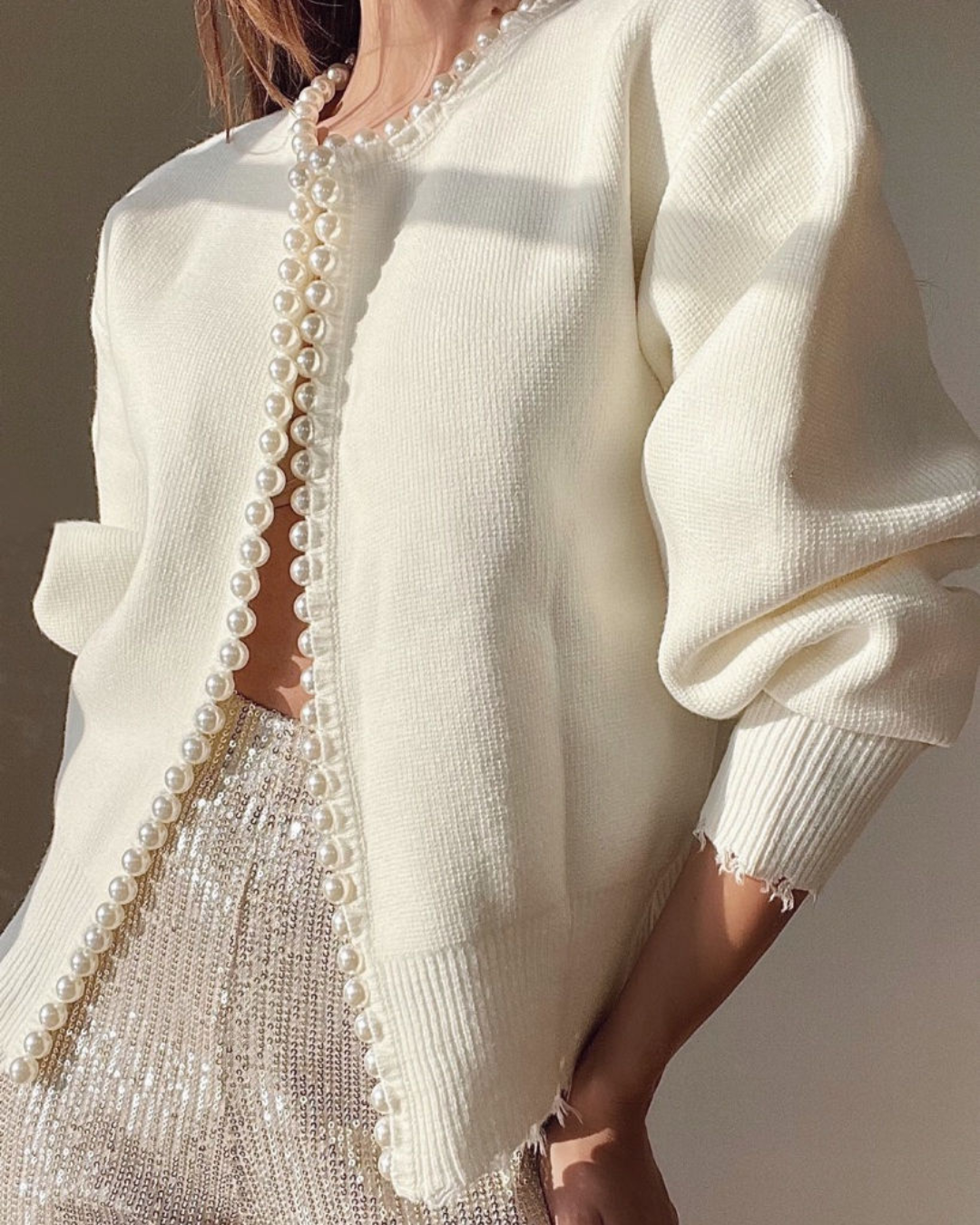 Chic Vest Adorned with Pearl Accents