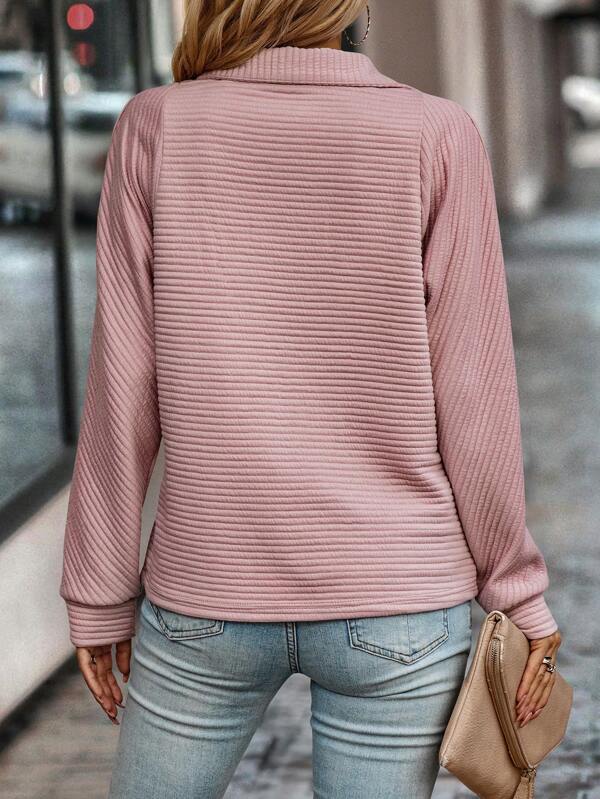 Chic V-Neck Sweater with Zipper Detail