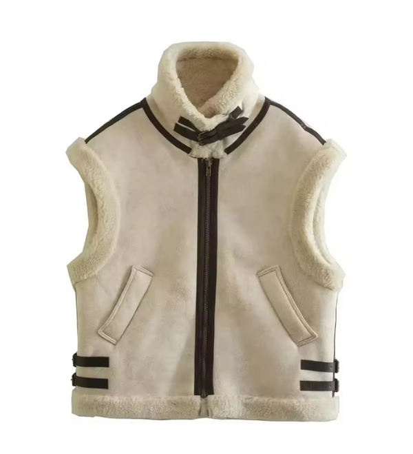 Clinty | Women's Faux Leather Vest with Cozy Teddy Lining – Stylish & Warm