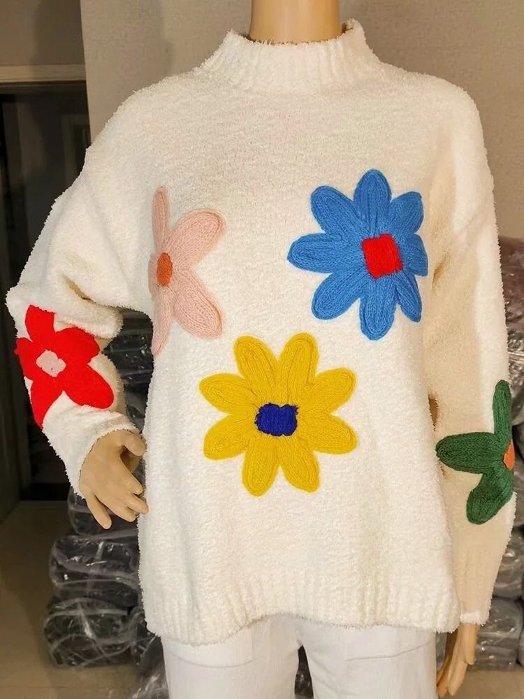 Evelien | Women's Elegant & Cozy Knitted Flower Sweater