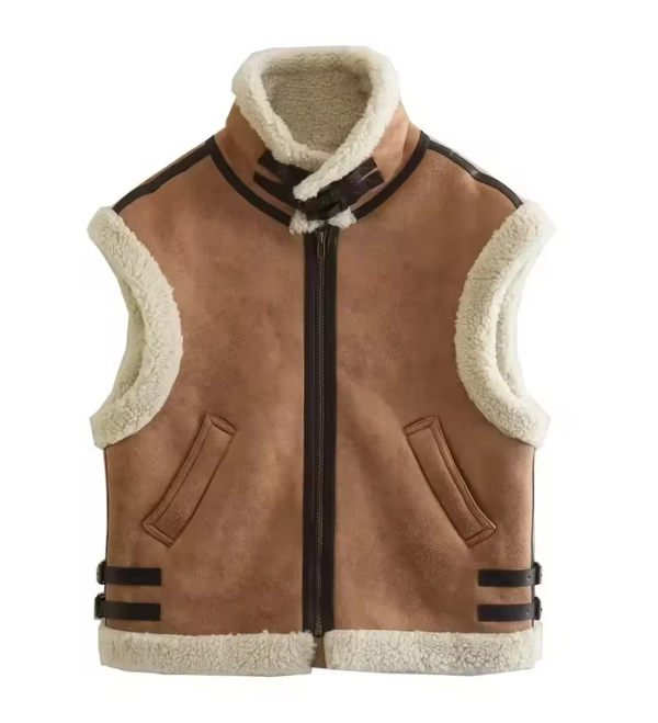 Clinty | Women's Faux Leather Vest with Cozy Teddy Lining – Stylish & Warm