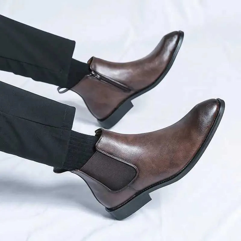 Nathan™ - Stylish Leather Chelsea Boots with Zipper Detail