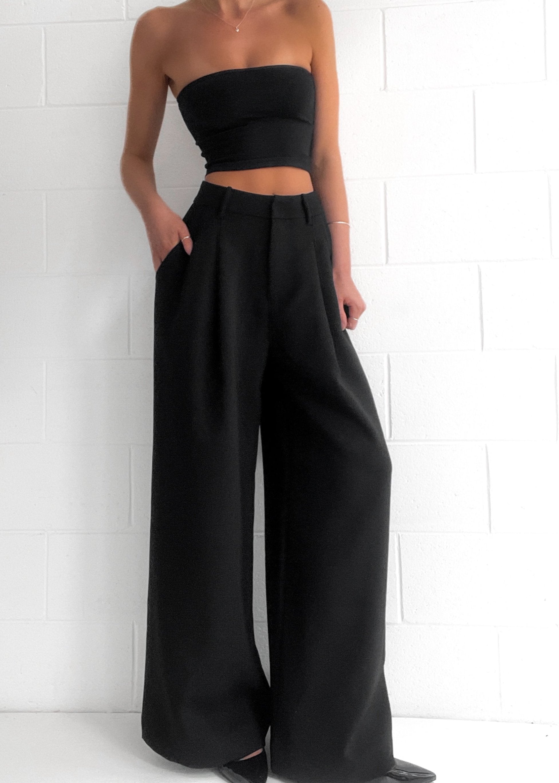 Mandi | Black High-Waisted Palazzo Trousers
