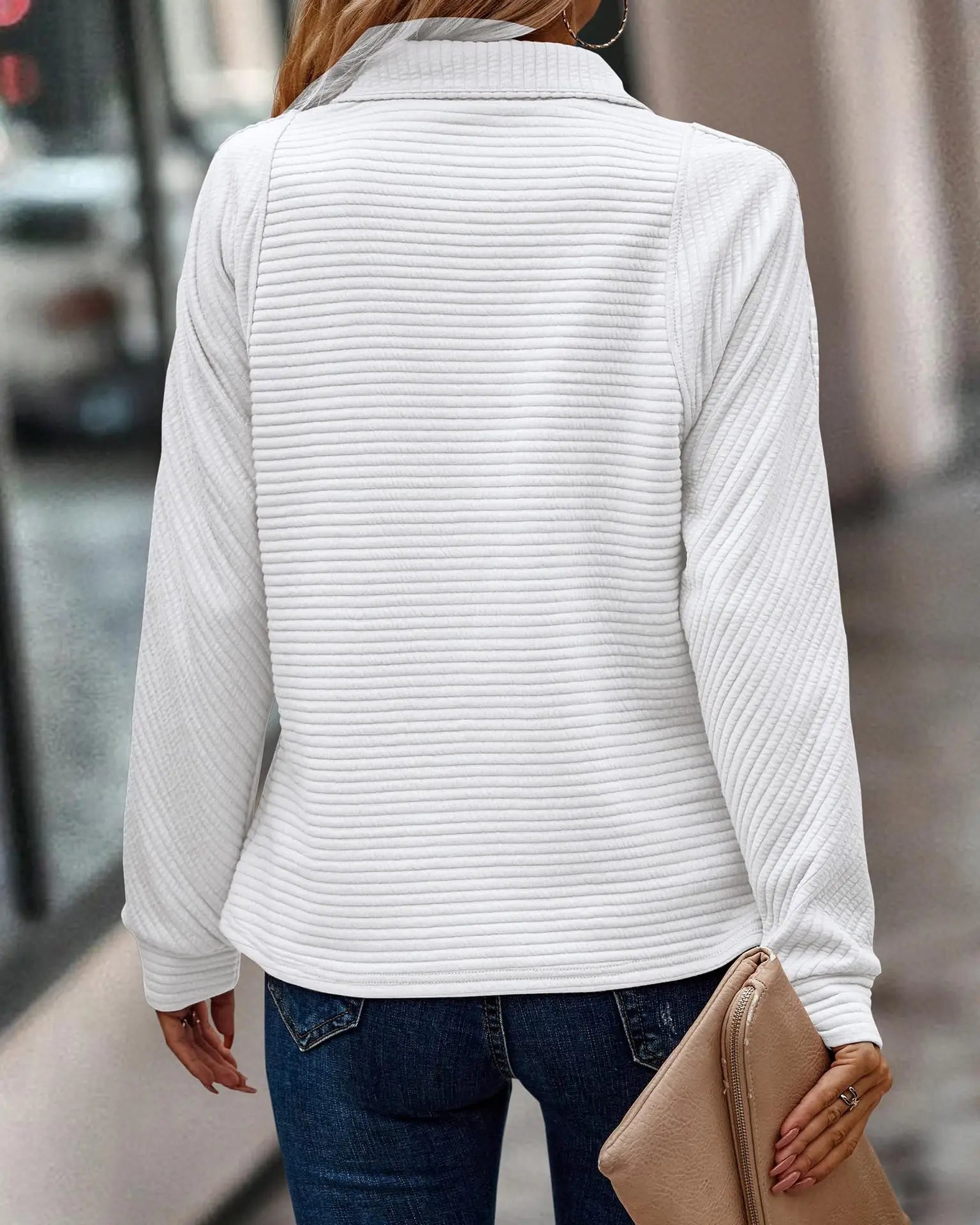 Chic V-Neck Sweater with Zipper Detail