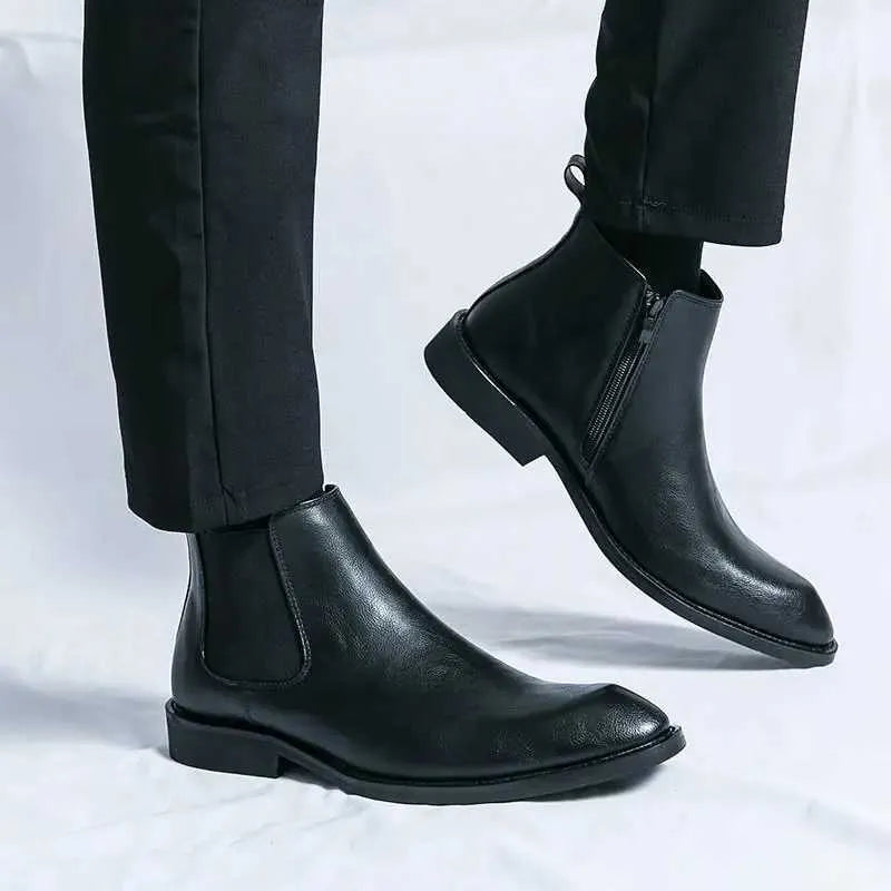 Nathan™ - Stylish Leather Chelsea Boots with Zipper Detail