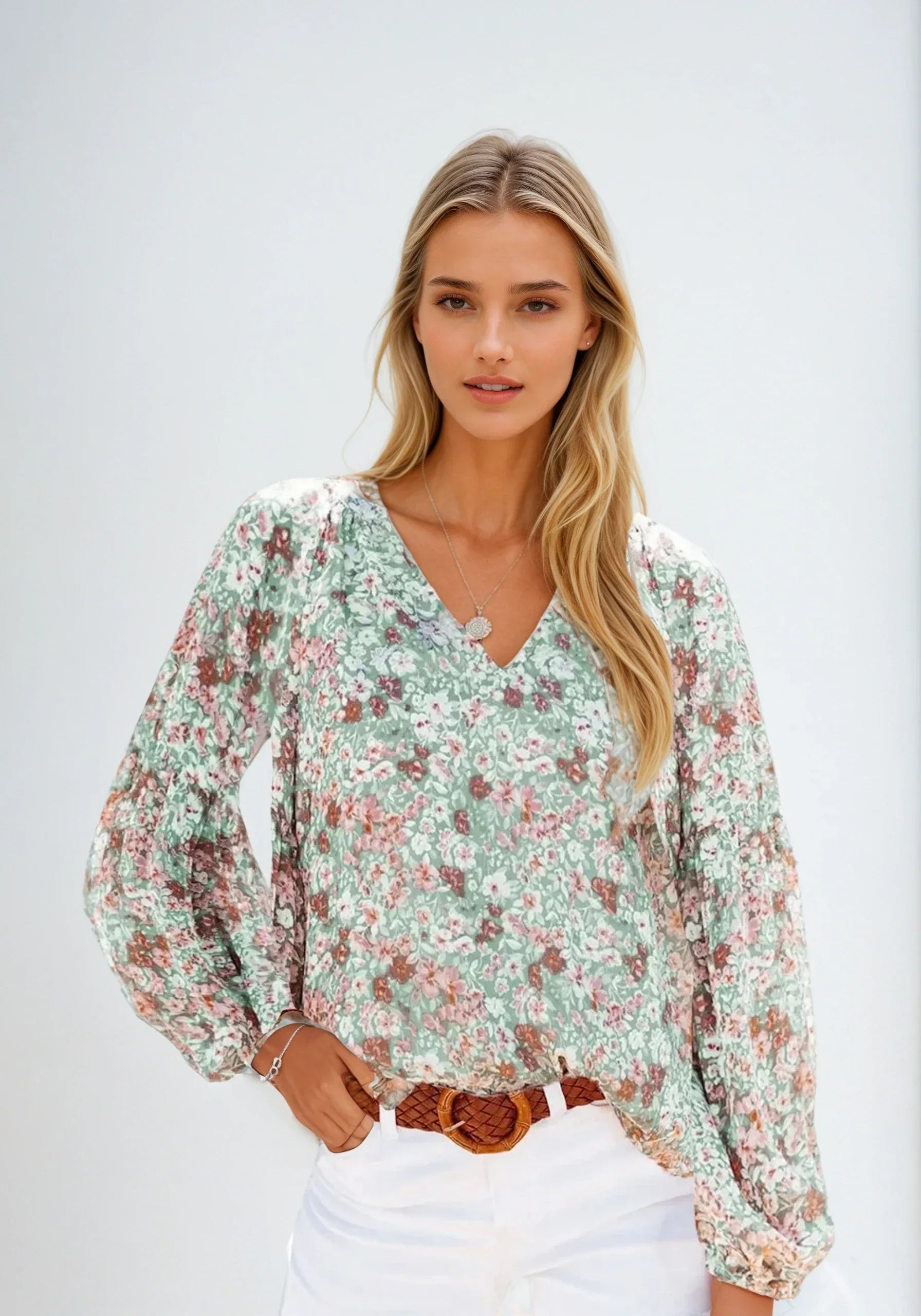 Lightweight Casual Floral Blouse for Women