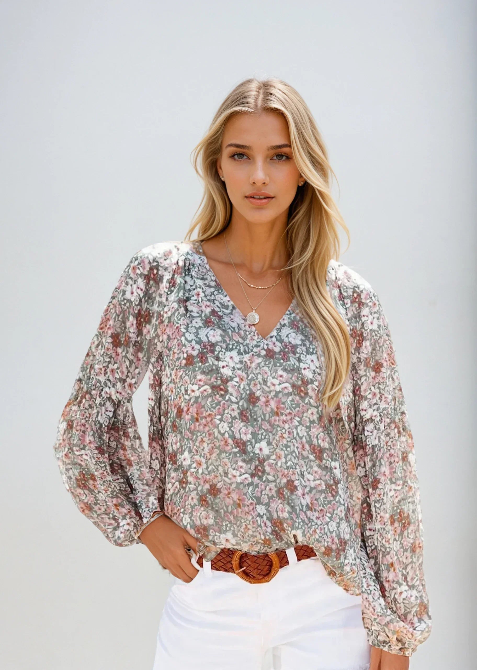 Lightweight Casual Floral Blouse for Women