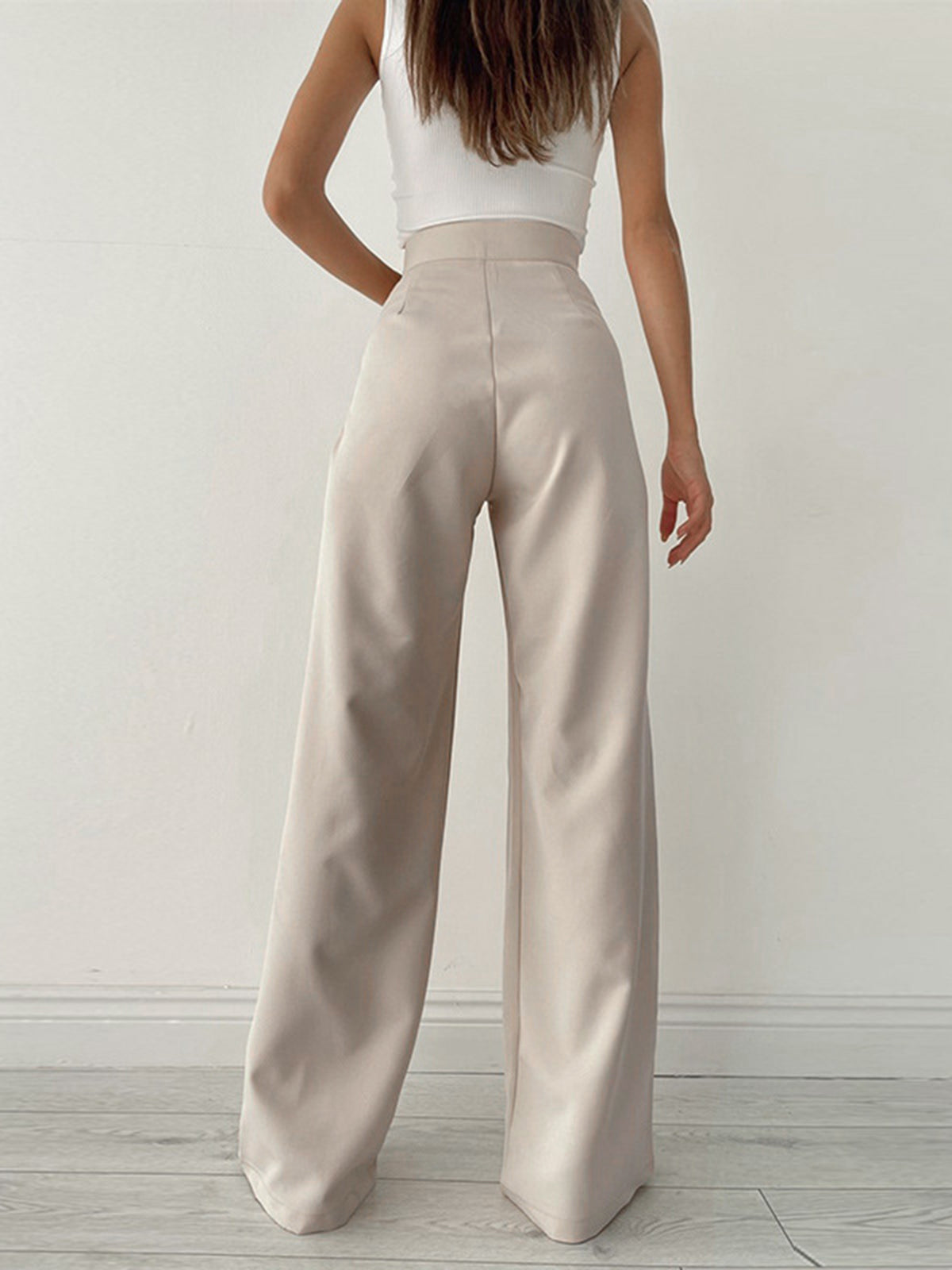 Women's High-Waisted Wide-Leg Trousers with Bow Detail