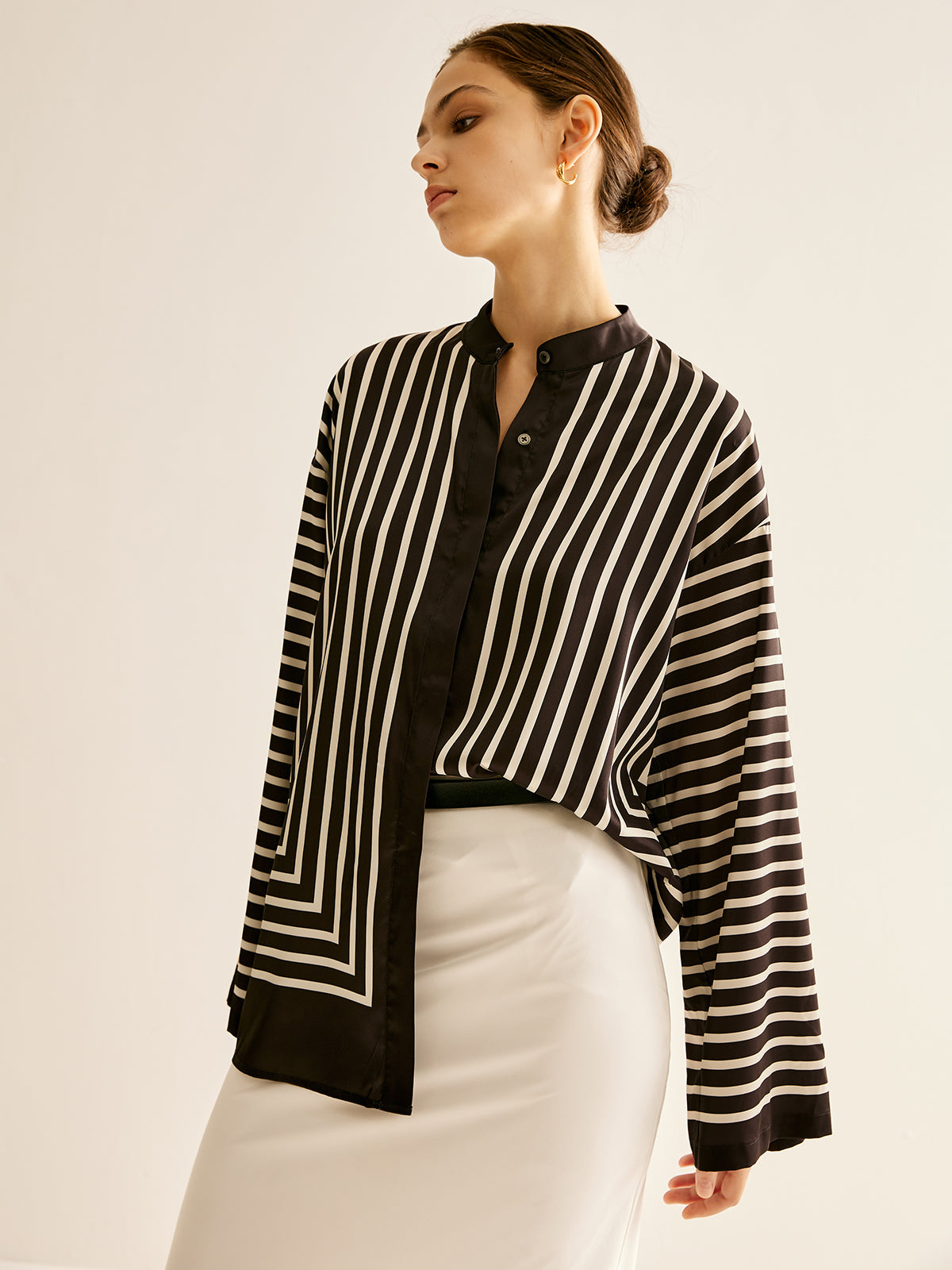 Loran | Chic Satin Striped Top