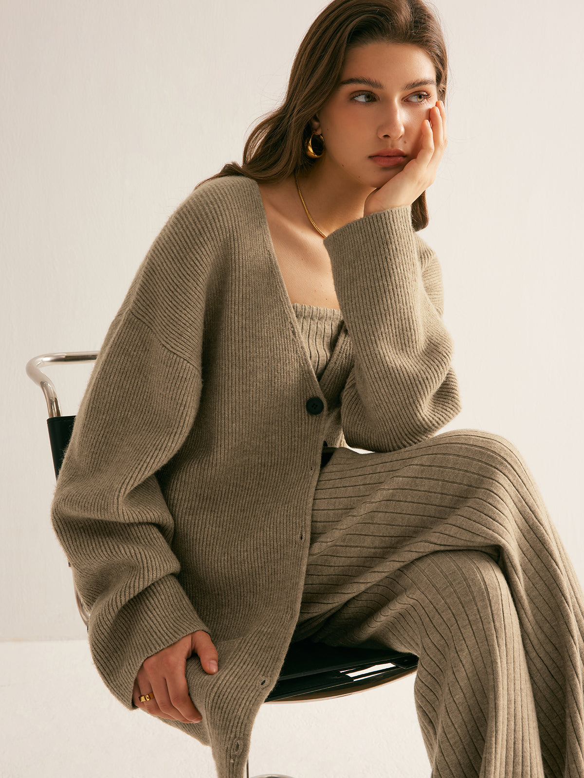 Annita | Women's Soft & Stretchy Ribbed Knitted Cardigan