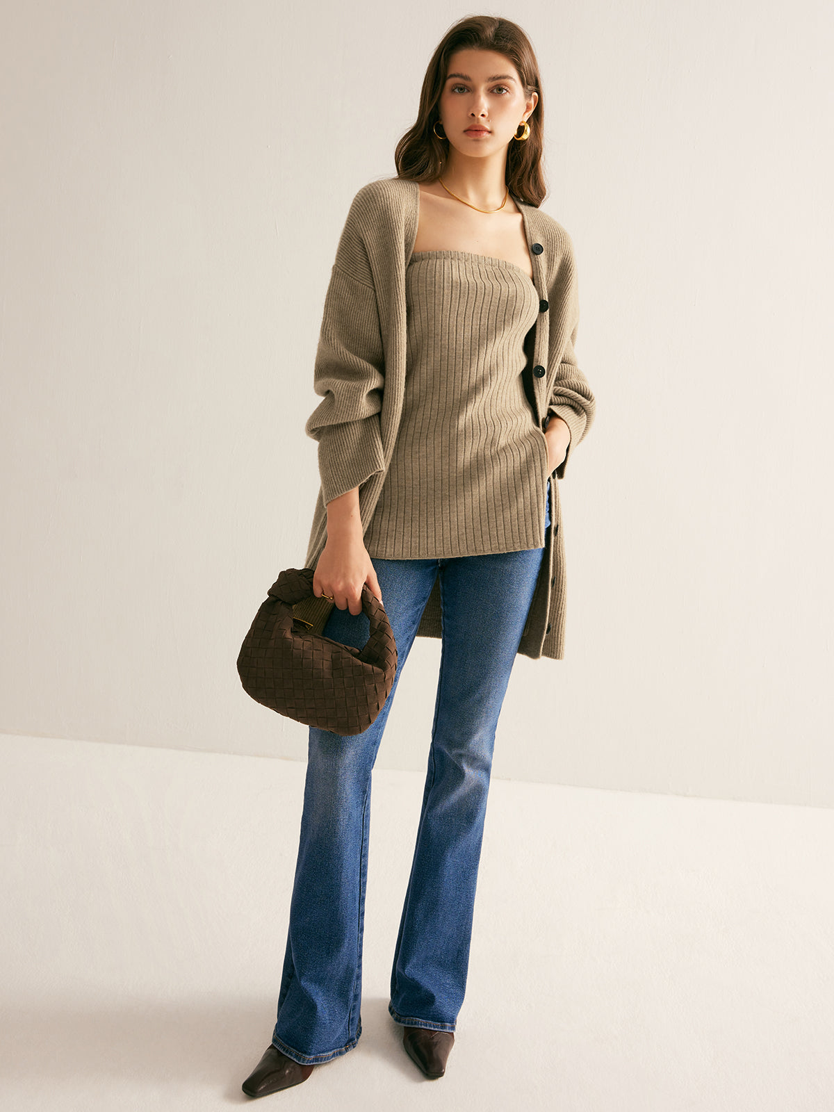 Annita | Women's Soft & Stretchy Ribbed Knitted Cardigan