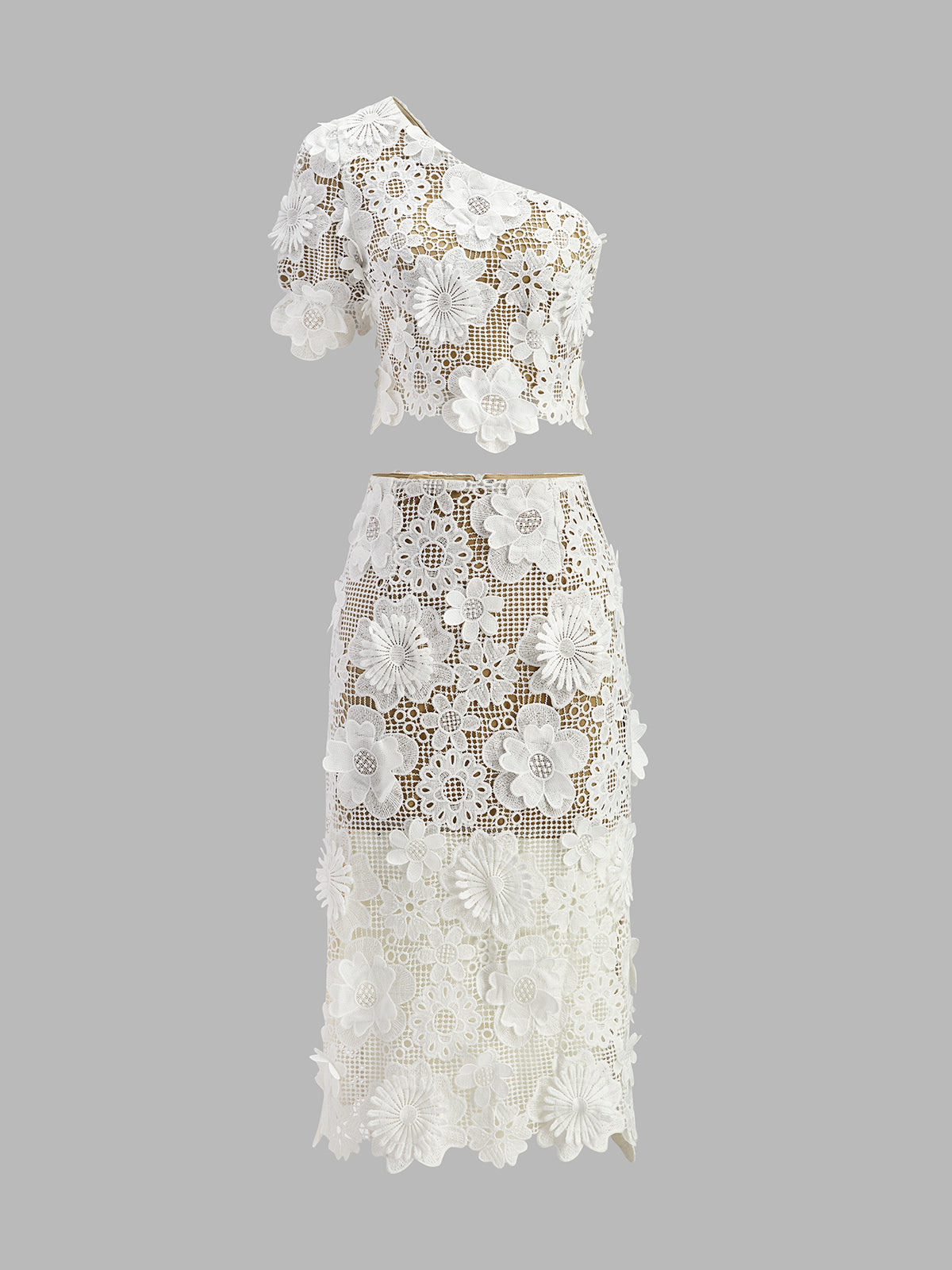 Alia | Elegant Lace Co-Ord Set – Top & Skirt