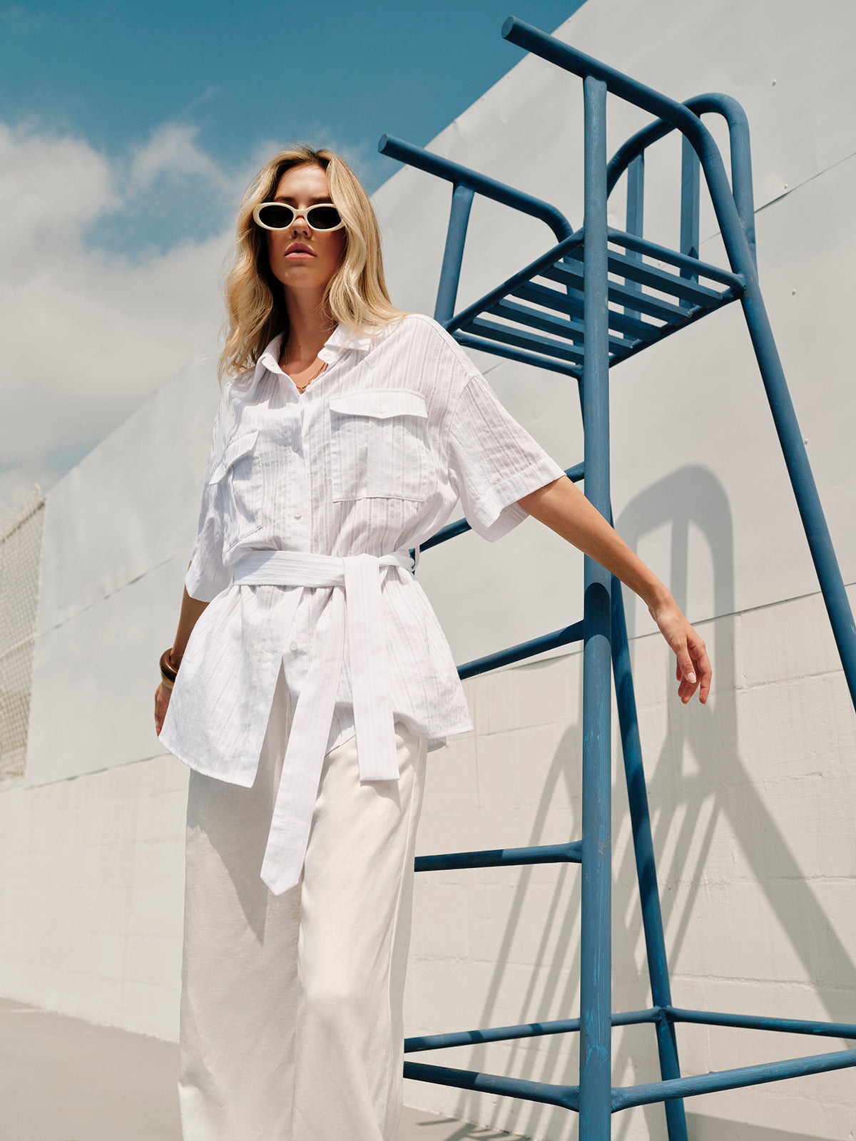 Didi | Women's Cotton Blouse Featuring Belt and Collar