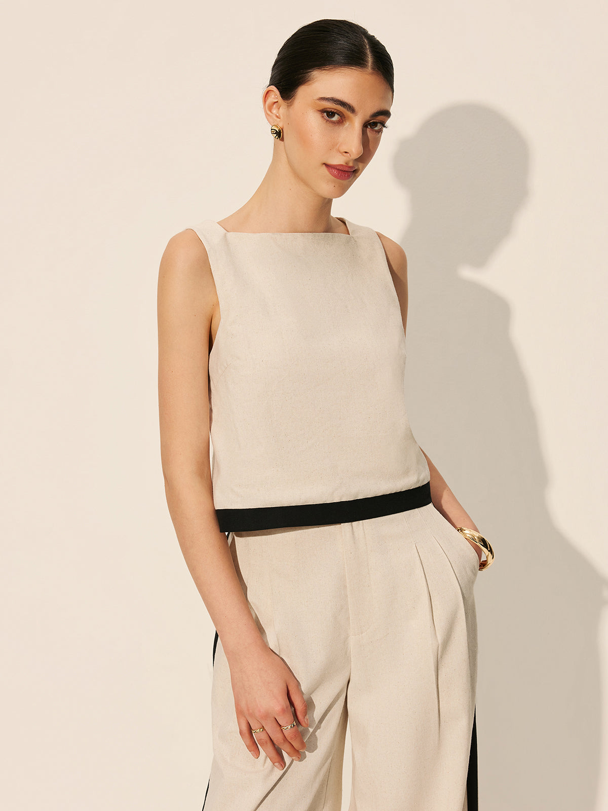 Loren | Women's Linen Cotton Suit with Contrasting Accents