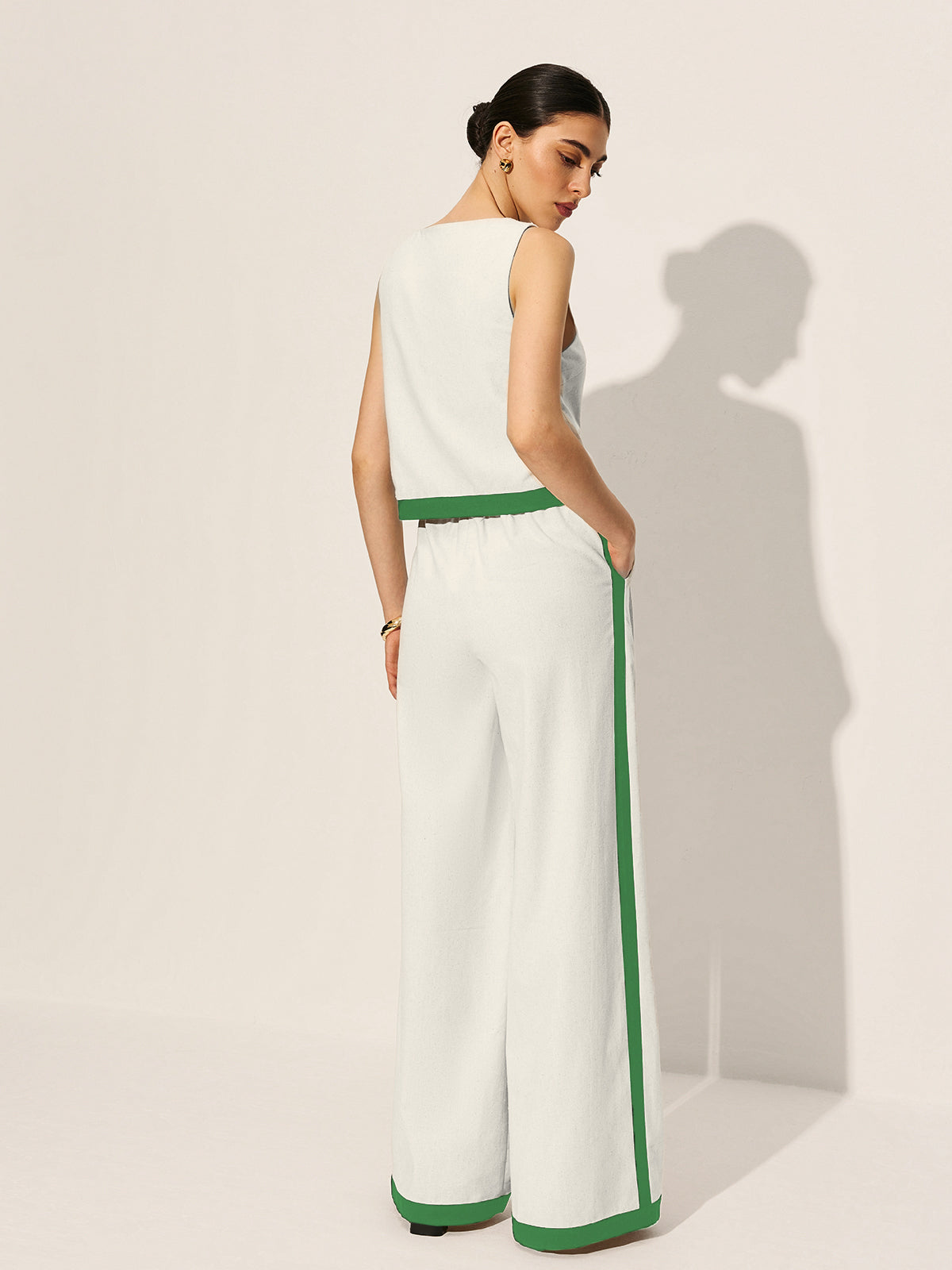 Loren | Women's Linen Cotton Suit with Contrasting Accents