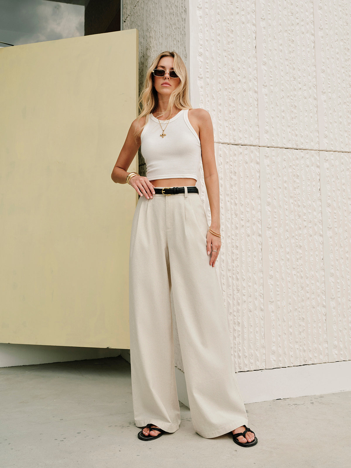 Alyx | Soft High-Waisted Pants - Cotton & Linen Blend - Classic Fit