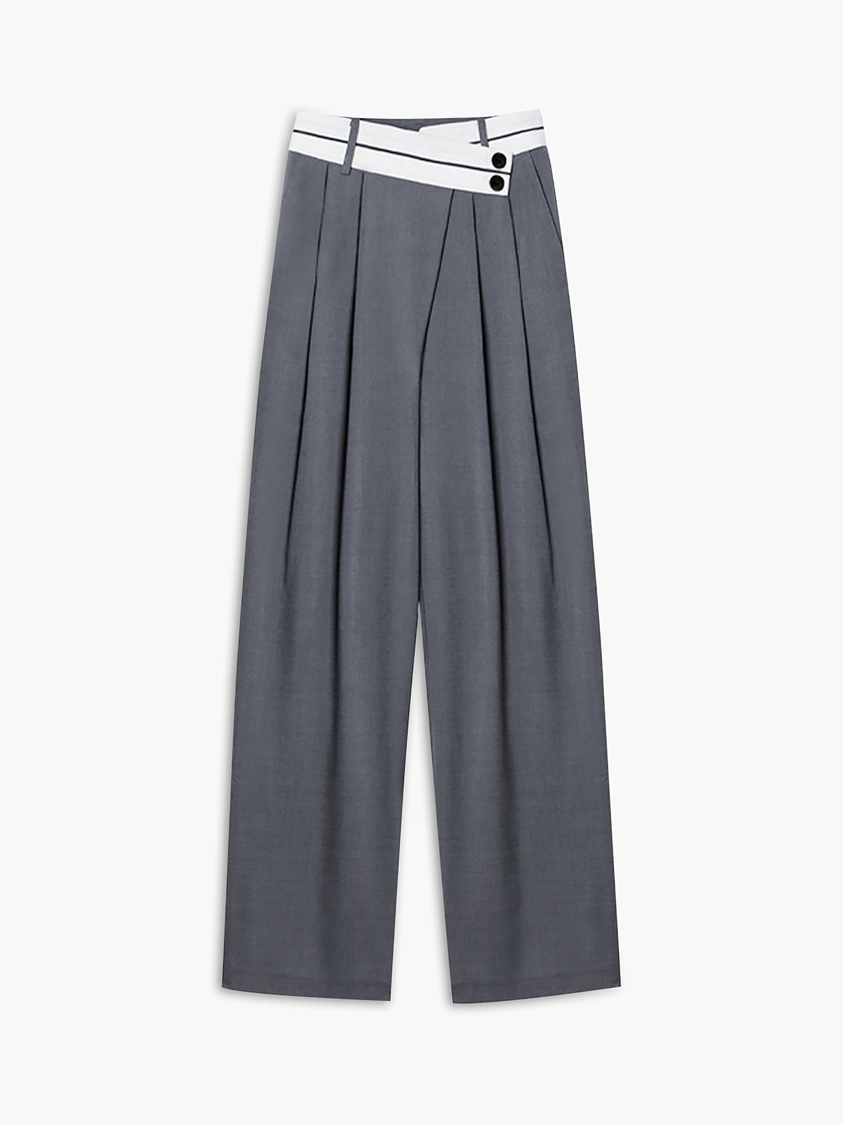 Inge | Asymmetrical Wide-Leg Trousers with Contrasting Waistband