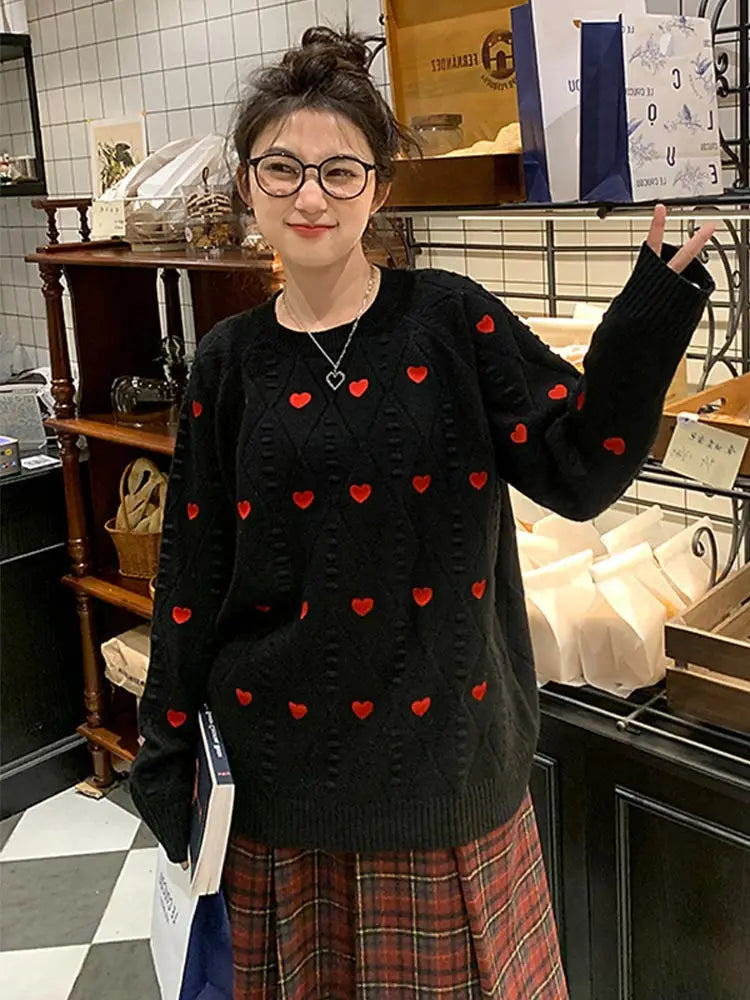 Hearty Women's Sweater - Soft Fabric Featuring Heart Design