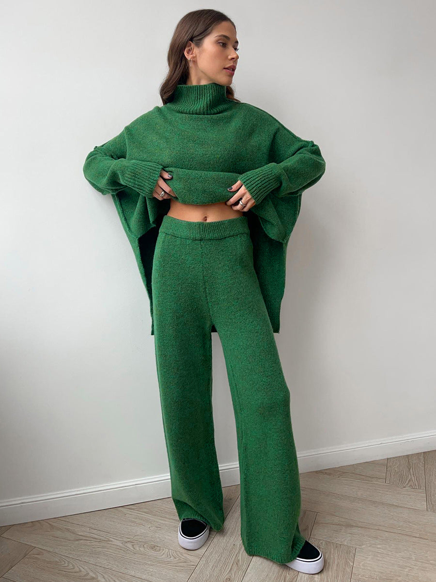Gwen | Women's Two-Piece Set - Cozy Turtleneck Sweater and Stretchy Pants