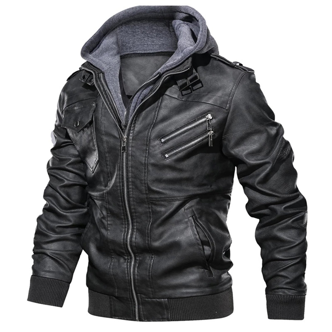 Jacob - Men's Hooded Leather Jacket