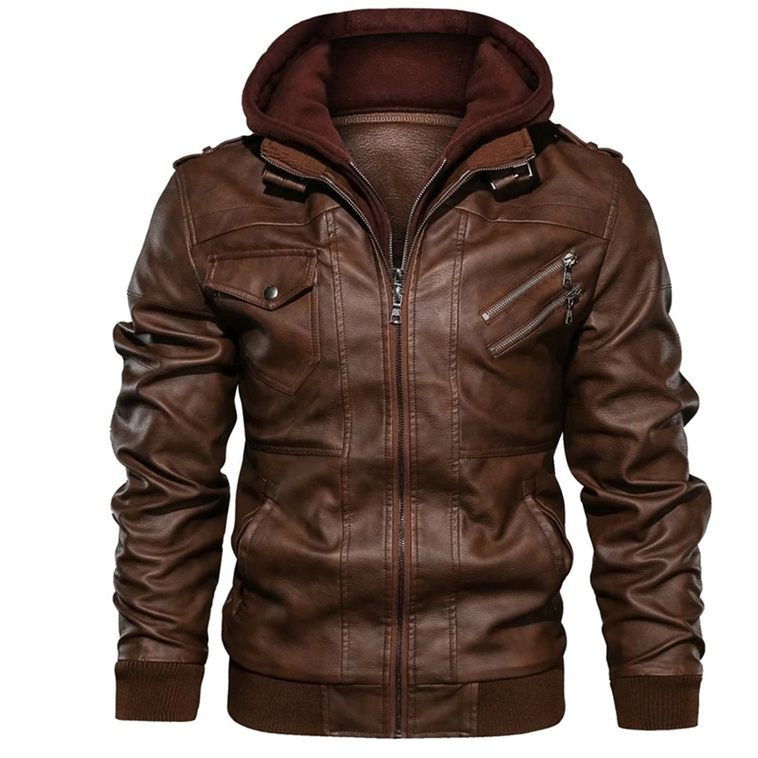 Jacob - Men's Hooded Leather Jacket