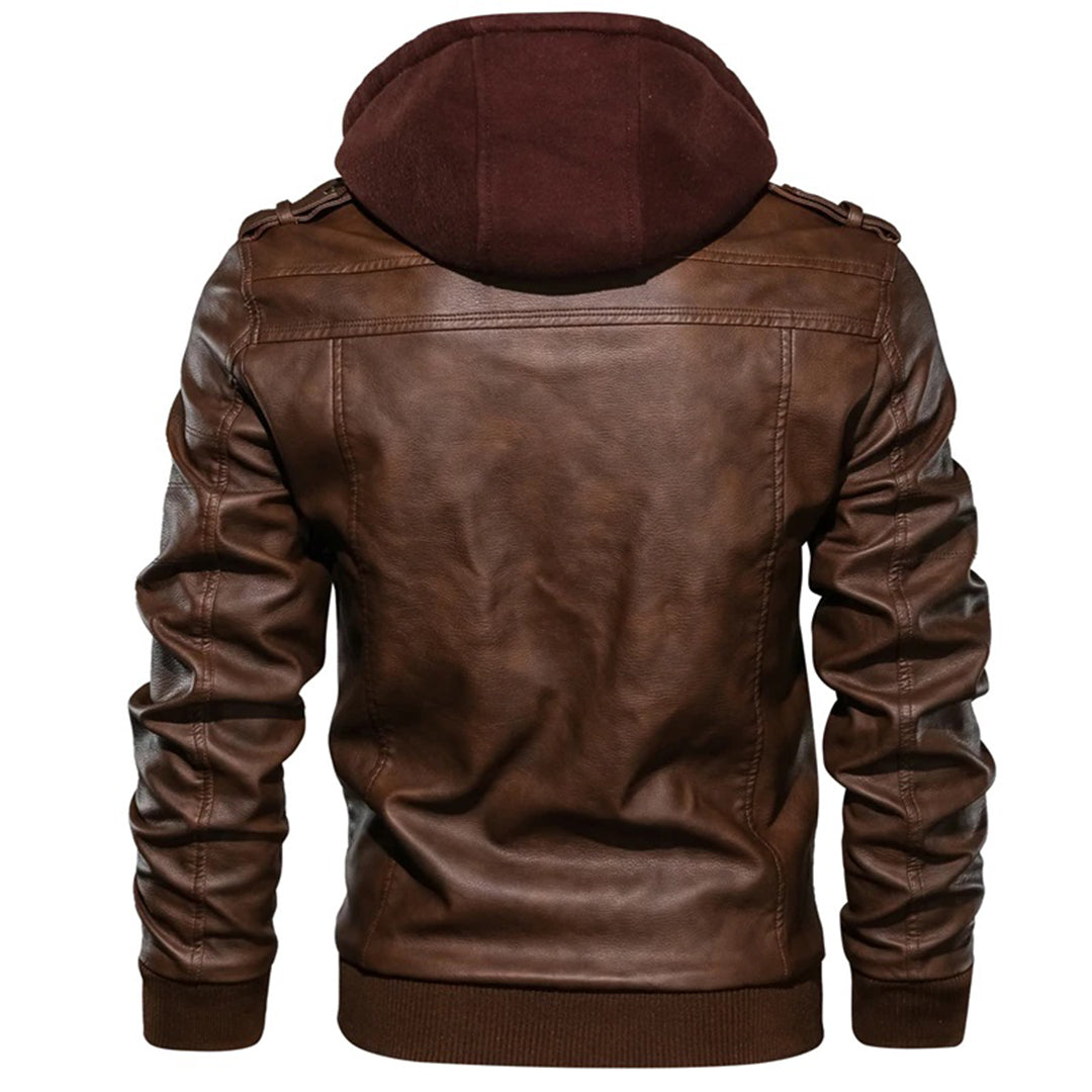Jacob - Men's Hooded Leather Jacket