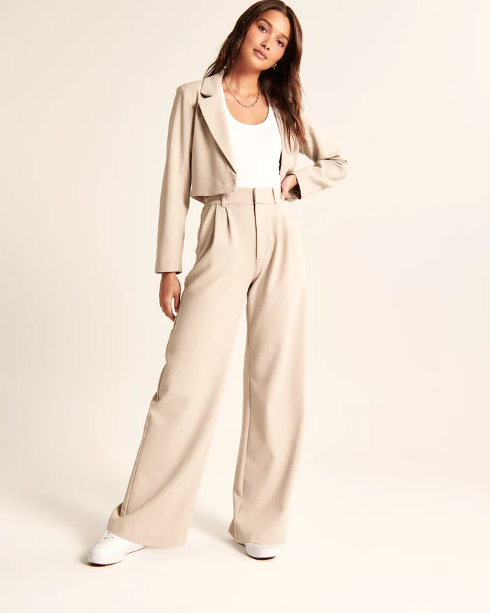 Elisa | Beige Wide-Leg Pants