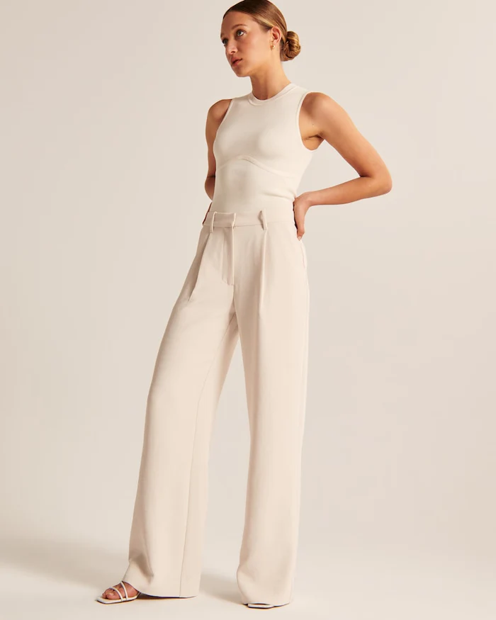 Elisa | Beige Wide-Leg Pants