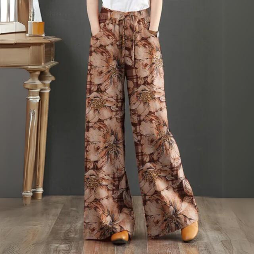 Feija | Floral Print Wide-Leg Summer Trousers