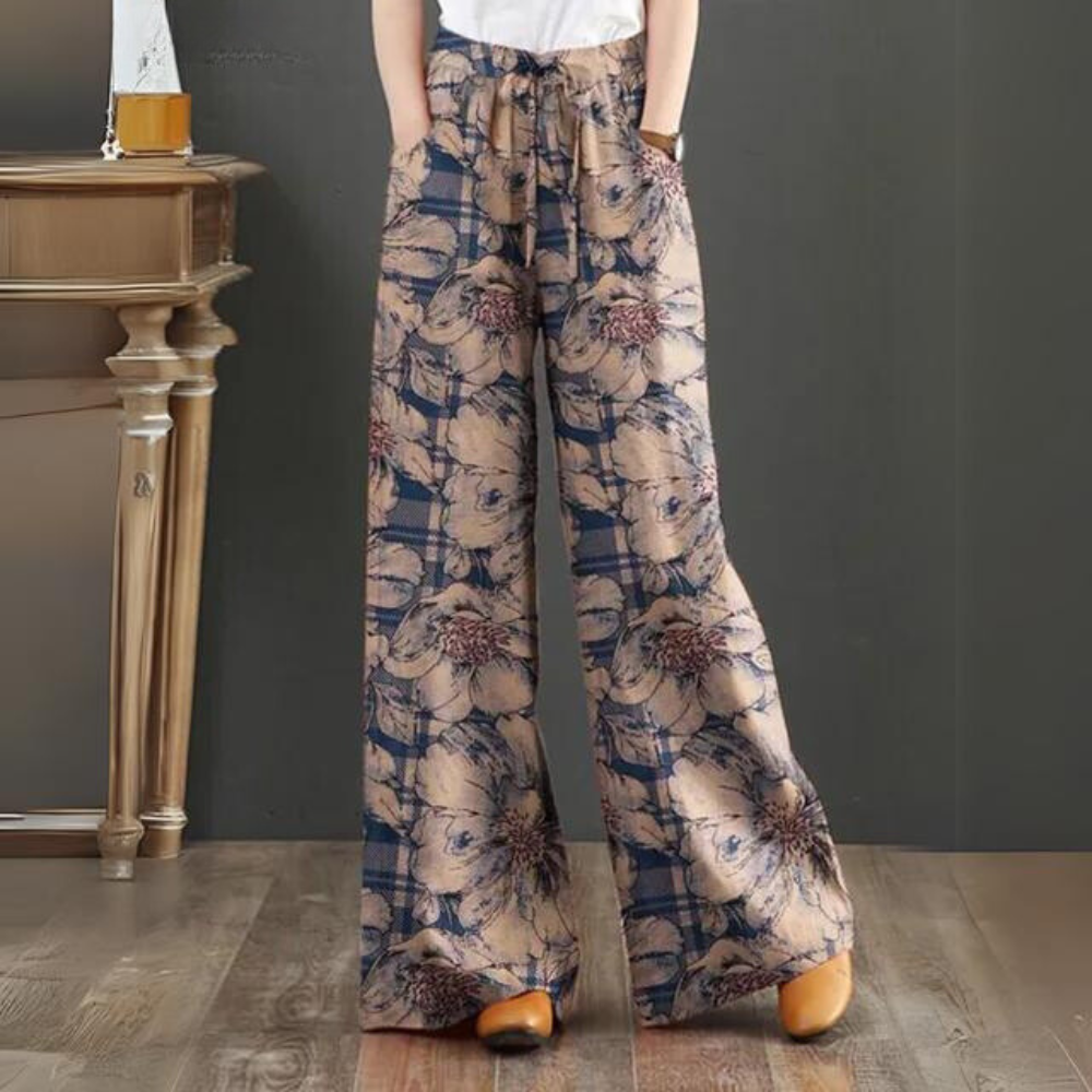 Feija | Floral Print Wide-Leg Summer Trousers