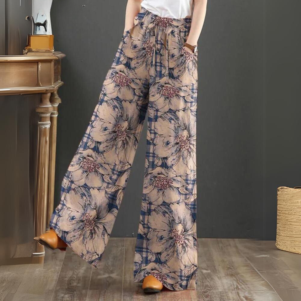 Feija | Floral Print Wide-Leg Summer Trousers