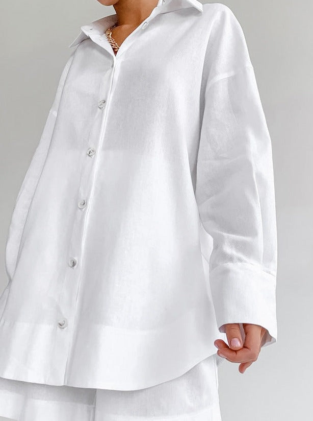 Ylva | Oversized Blouse and Shorts Cotton Set