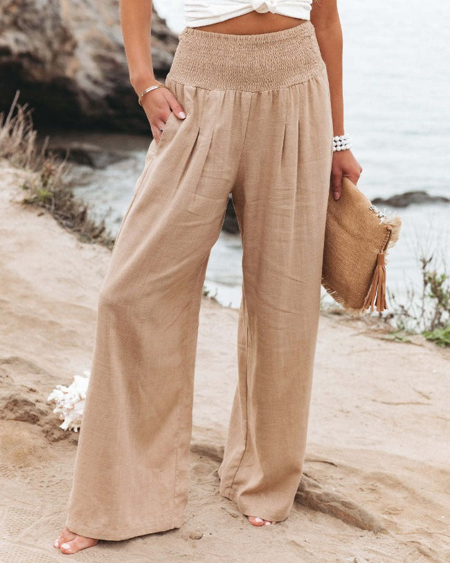 Eloïse | High-Waisted Cotton-Linen Trousers
