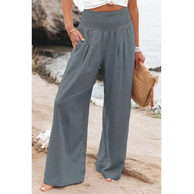 Eloïse | High-Waisted Cotton-Linen Trousers