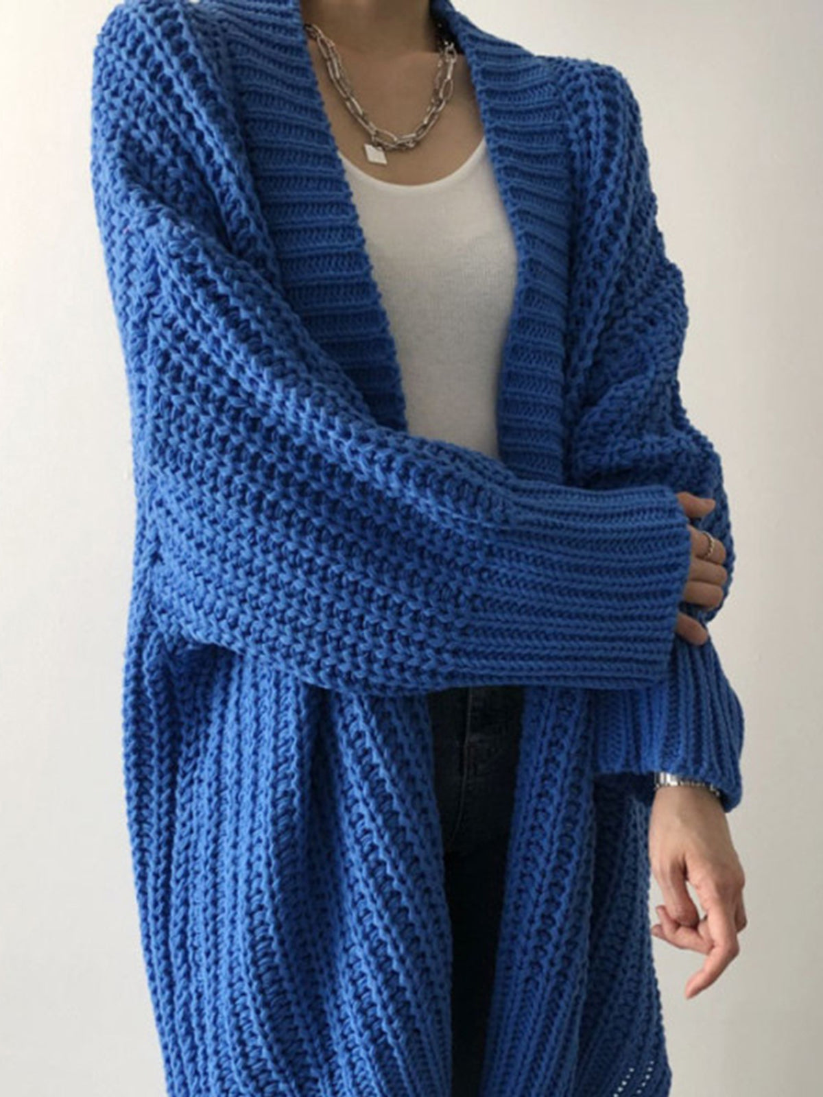 Oriana | Women's Oversized Blue Knit Cardigan - Cozy and Casual
