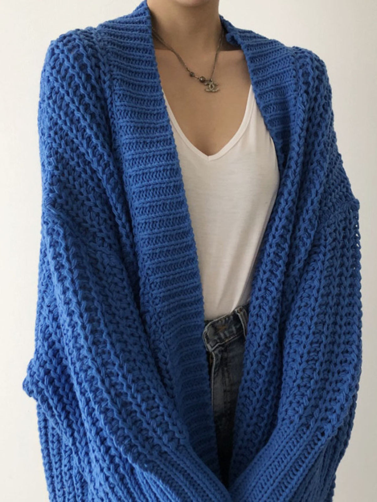 Oriana | Women's Oversized Blue Knit Cardigan - Cozy and Casual