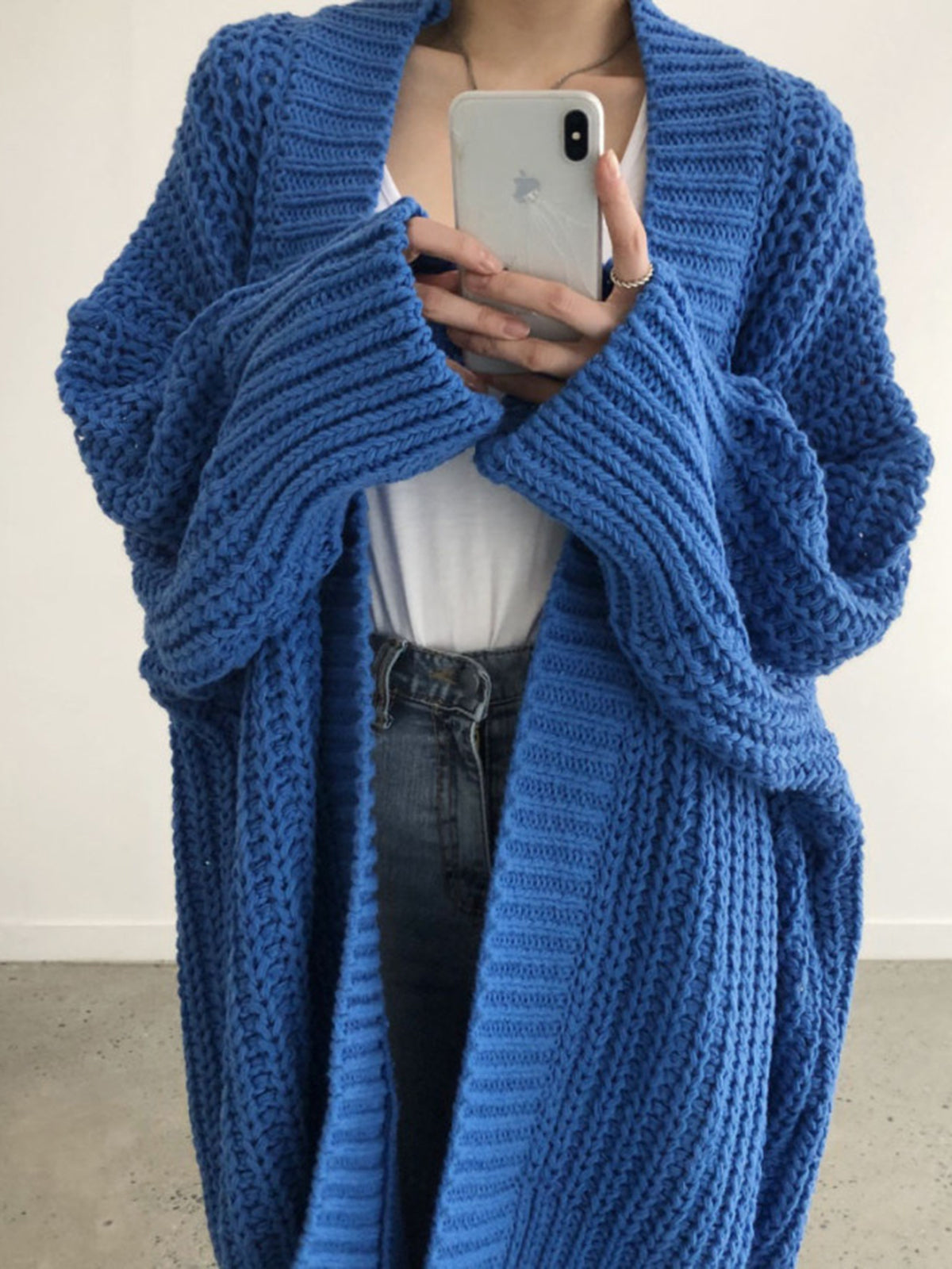 Oriana | Women's Oversized Blue Knit Cardigan - Cozy and Casual