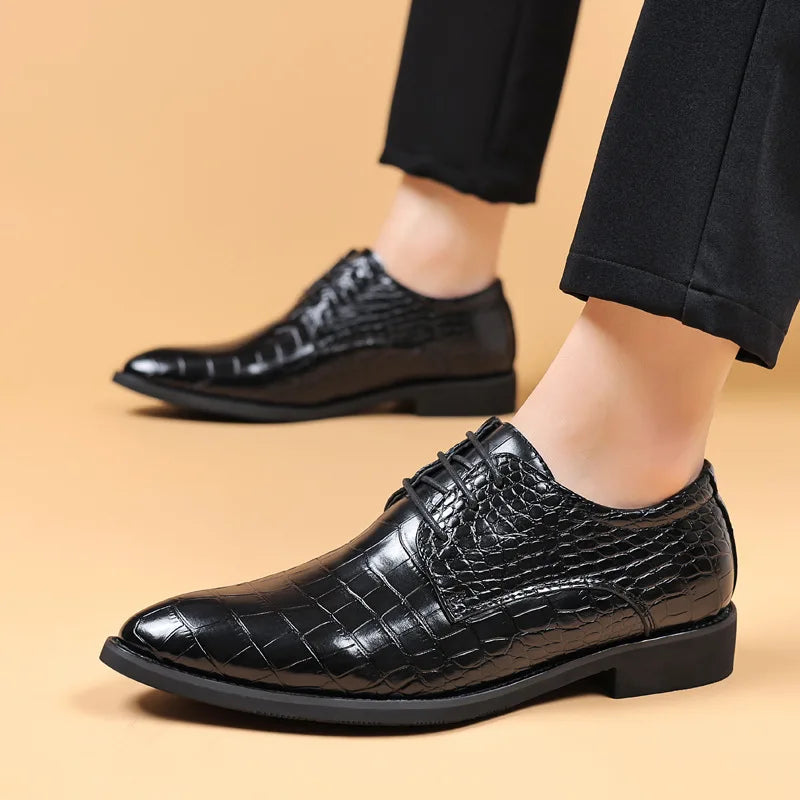 Lucas™ - Chic Crocodile-Embossed Vegan Leather Footwear