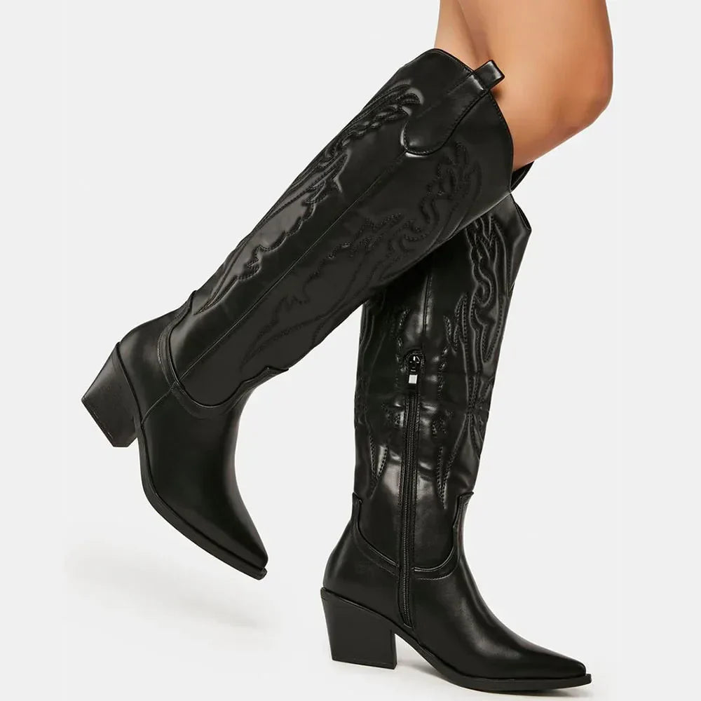 Dieke | Faux Leather Cowboy Boots in Western Style