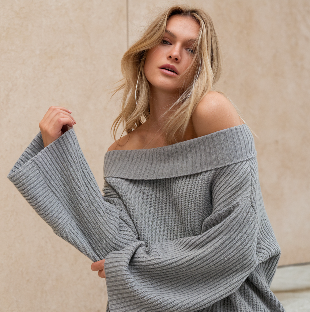 Ballard | Cozy Off-Shoulder Ribbed Pullover – Perfect Women's Sweater for Fall