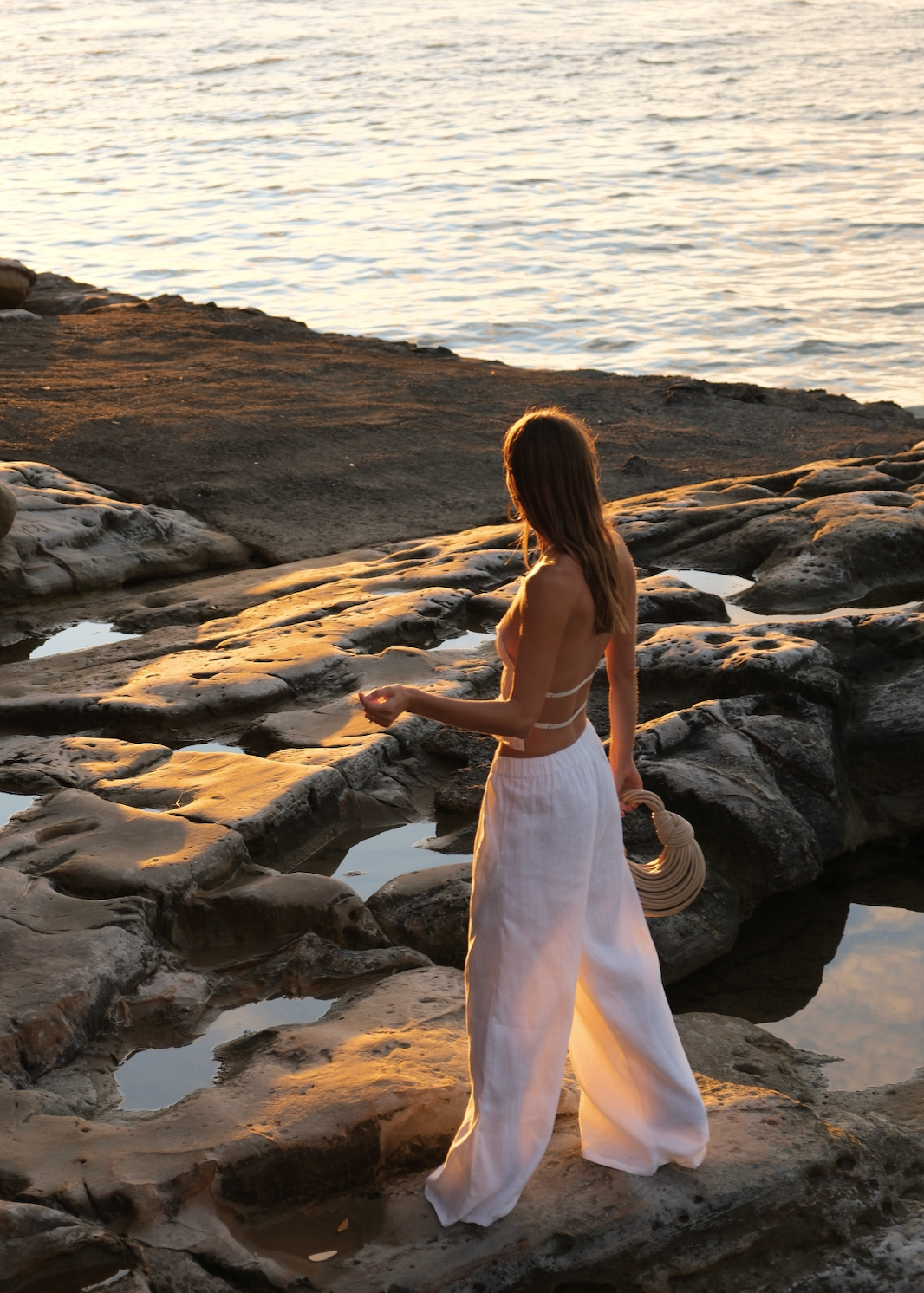 Roma | Women's White Low-Waist Palazzo Pants for Summer