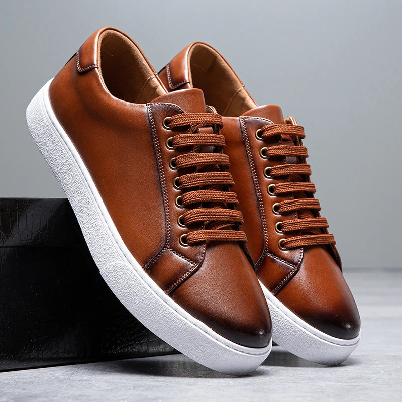 Carter™ - Stylish and Cozy Leather Sneakers