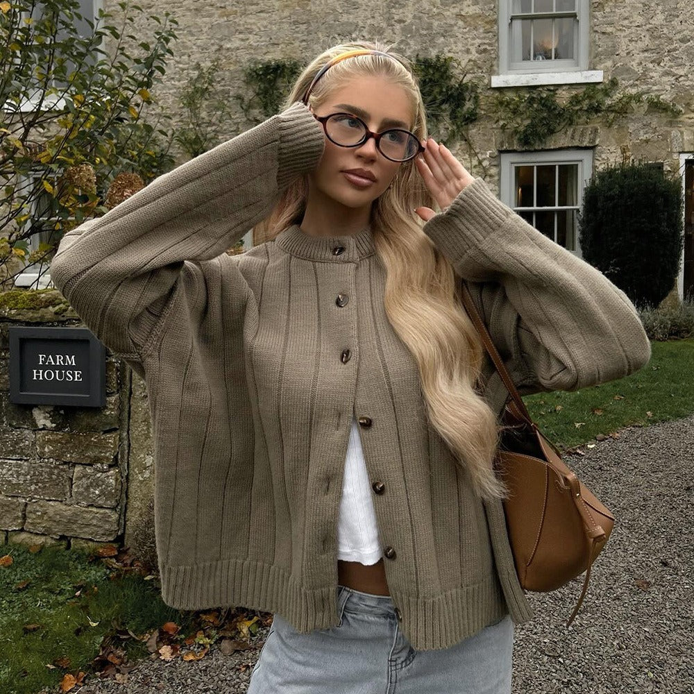 Veronica | Chic Women's Cardigan - Fashionable Ribbed Vest