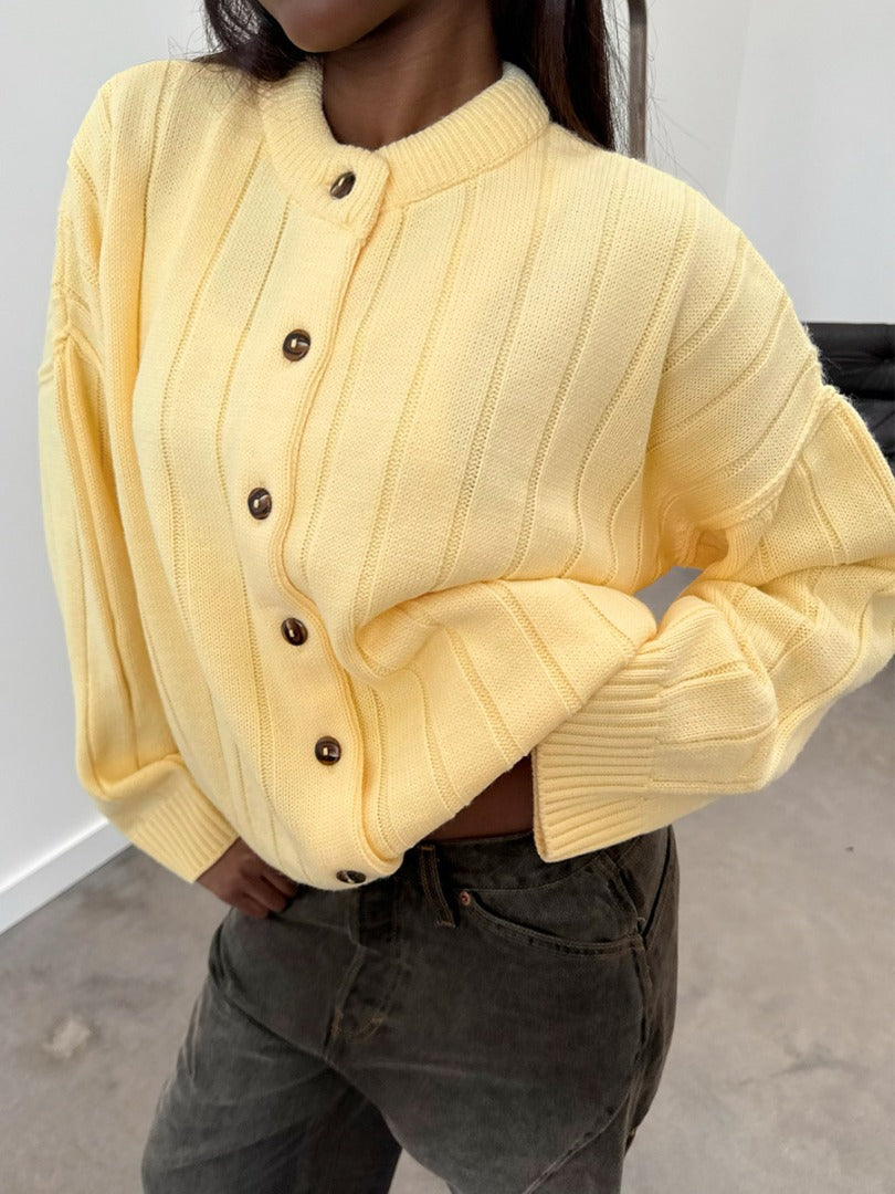 Veronica | Chic Women's Cardigan - Fashionable Ribbed Vest