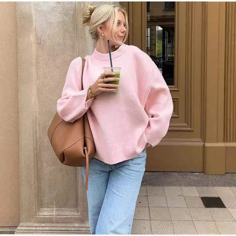 Fleurine | Elegant Pink Knit Sweater