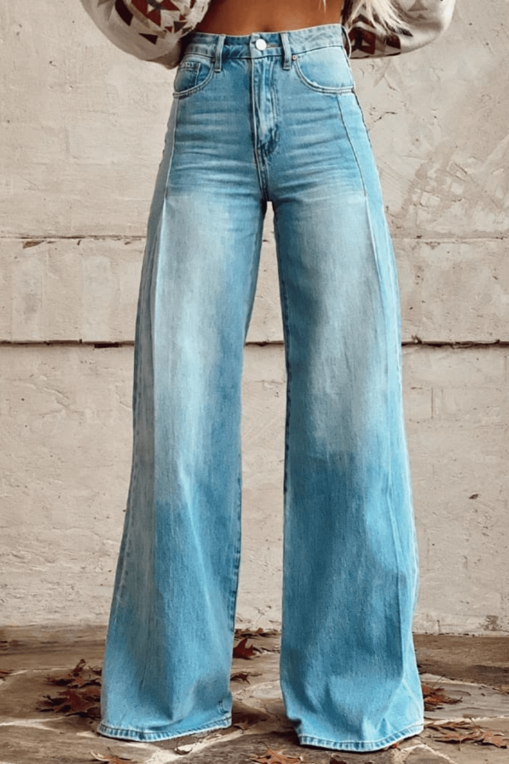 Nanine | Vintage-Inspired Boho Wide Leg Denim Trousers